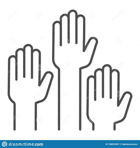 Hands Raised Up Thin Line Icon Education Concept Raising Up Hands In