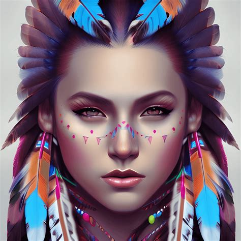Beautiful American Indian Girl Portrait · Creative Fabrica