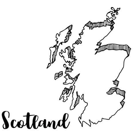 Drawing Of The Scotland Outline Stock Photos Pictures And Royalty Free