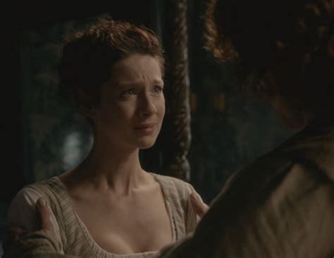 claire caitriona balfe and jamie sam heughan in the watch of outlander on starz via