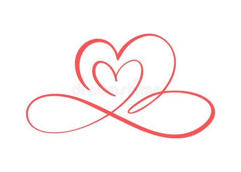 Coração Vermelho Linear ícone De Desenho De Mão Estribo De Rabisco