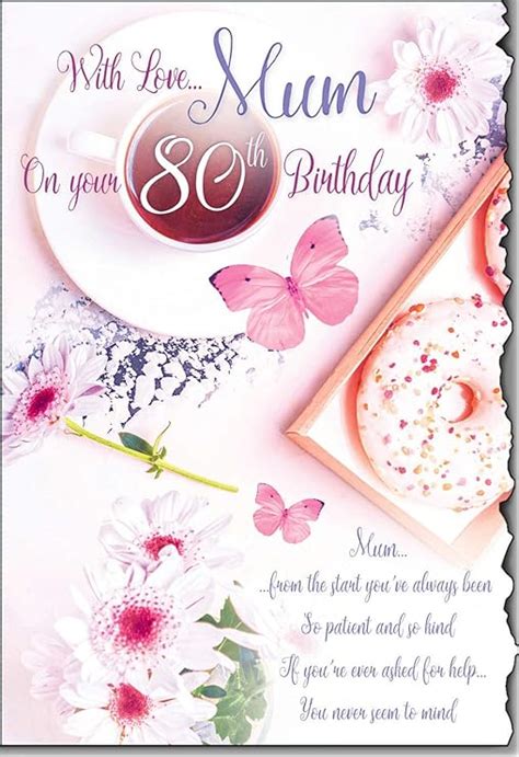 With Love Mum 80th Birthday Card Lovely Verse Uk Kitchen And Home