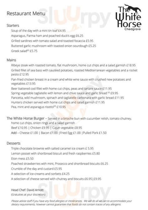 The White Horse Chedgrave Menu Prices Restaurant Rating