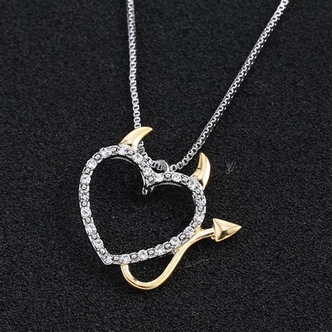 Find the perfect silver necklace: Hot Gold and Silver Plated Love Heart Accent Devil Heart ...