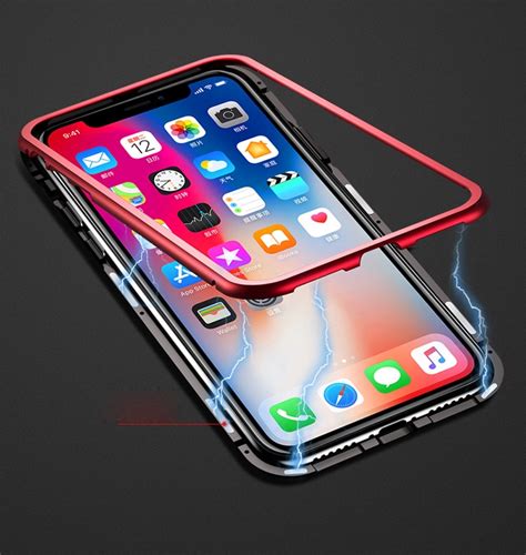 Built In Magnet Case For Iphone X 6 7 8 Plus 6 Clear Magnetic Tempered