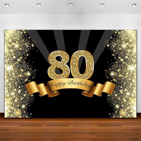Happy 80th Birthday Backdrop Gold Silver Step And Repeat Etsy