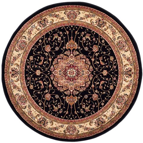 Magnificent round antique khorassan persian rug, country of origin / rug type: Safavieh Lyndhurst Gavin Black / Ivory 7 ft. x 7 ft ...