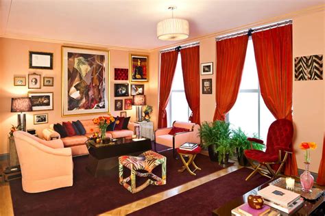 Glamorous Red Living Room Curtains Cream Wall Paint Color Ideas