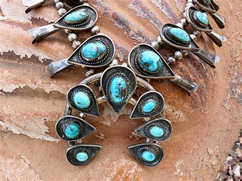 Navajo Squash Blossom Vintage Turquoise Grams Sterling Etsy