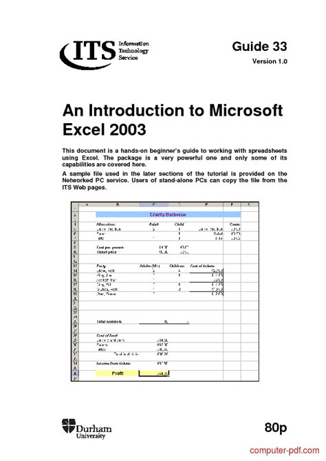 Pdf An Introduction To Excel 2003 Free Tutorial For Beginners
