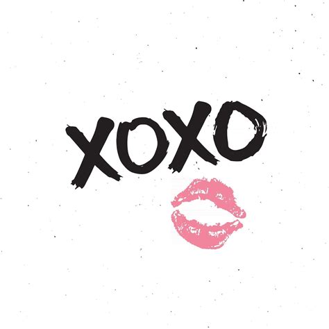 XOXO brush lettering sign, Grunge calligraphic hugs and kisses Phrase