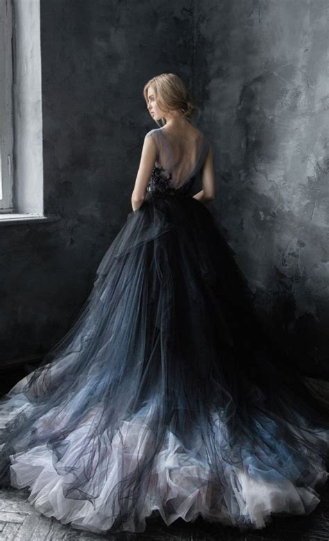 Various priority when there are. Unique Black, Blue and Silver Grey Tulle Ballgown Wedding ...
