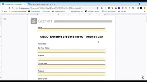 The collision theory gizmo allows you to experiment with several factors that affect the rate at which reactants are transformed into products in a chemical reaction. GIZMO (Activity A): Big Bang Theory - Spectral Analysis - YouTube