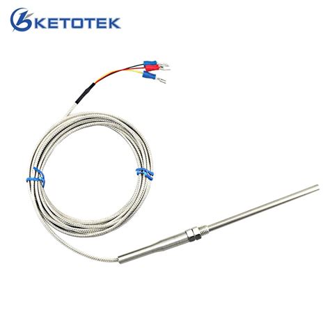 New Pt100 Probe 2m Rtd Cable Stainless Probe 100mm 3 Wires Temperature