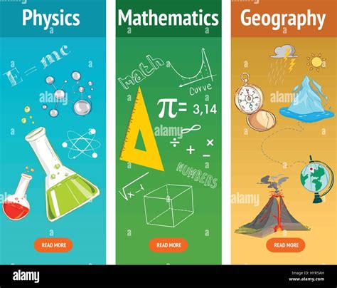 Basic math. Physics subject. Geography science. School subjects Stock Vector Art & Illustration ...