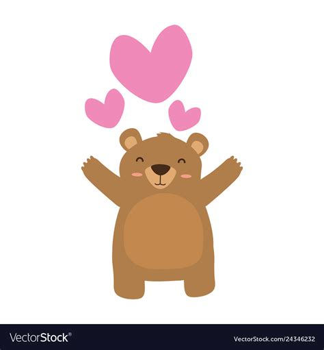 Cute Bear Love Hearts Royalty Free Vector Image