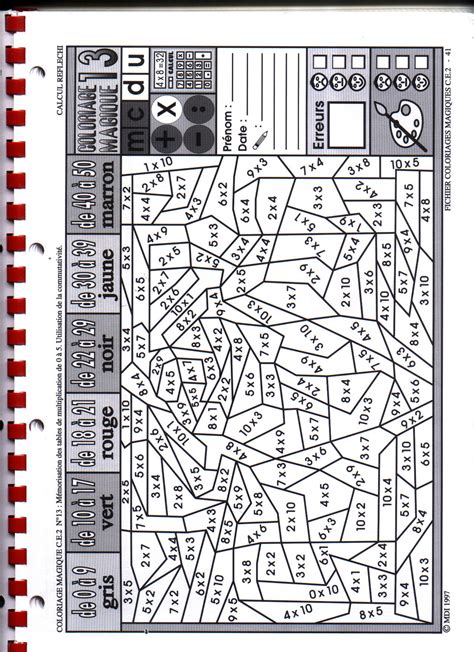 Coloriage Magique Ce2 à colorier  Dessin à imprimer  Multiplication