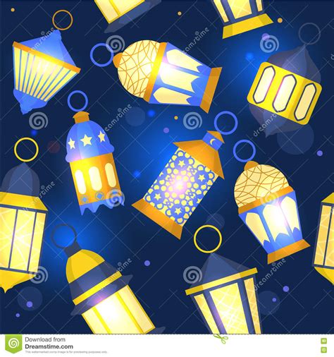 Ramadan Lanterns Background Pattern Vector Stock Vector Illustration