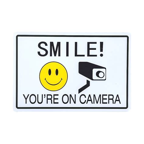 12x18 Smile Youre On Camera Sign With Flushed Face Emoji