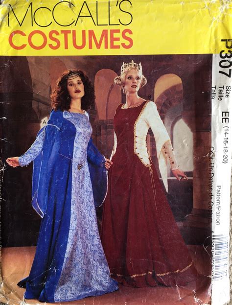 Camelot Costumes Pattern Flared Gown With Sleeve Variations Etsy