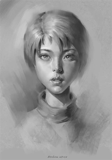 Artstation Asian Naranbaatar Ganbold Digital Painting Portrait