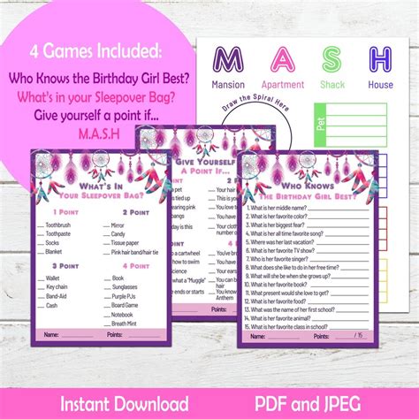 Slumber Party Games Sleepover Party Games Girls Download Now Etsy