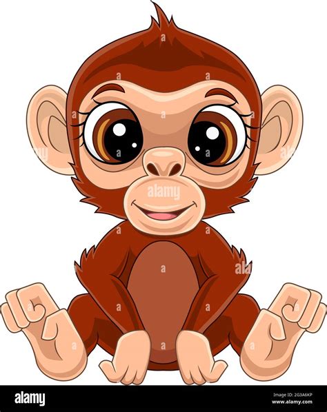 Cartoon Cute Baby Monkey Sitting Stock Vector Image And Art Alamy