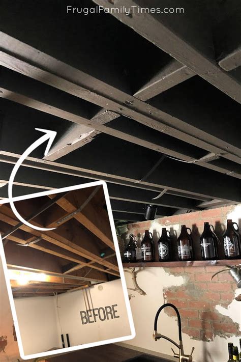 Our Painted Basement Ceiling The Perfect Black Paint And How We Did It