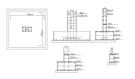 Rcc Isolated Footing Structure Design 2d Autocad Drawing Cadbull