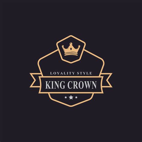 Vintage Retro Badge For Luxury Golden King Crown Royal Logo Design