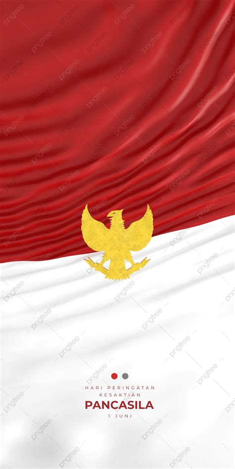Pancasila Day Background With Realistic Render Flag For Wallpaper