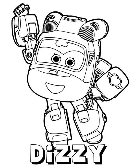 Dizzy Rescue Helicopter Coloring Sheet Super Wings