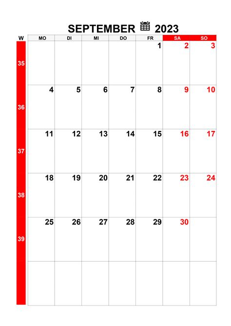 Kalender September 2023 Kalendersu