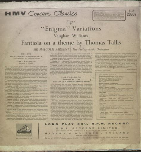 Elgar Enigma Variations Vaughan Williams English Bollywood Vinyl L