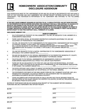 This obligation extends to licensees and, per section 475.278, florida statutes, all licensees have a legal obligation to disclose all known facts that materially affect the value of residential real property and are not readily observable to the buyer. HOMEOWNERS ASSOCIATION DISCLOSURE FORM - Fill Out and Sign Printable PDF Template | SignNow