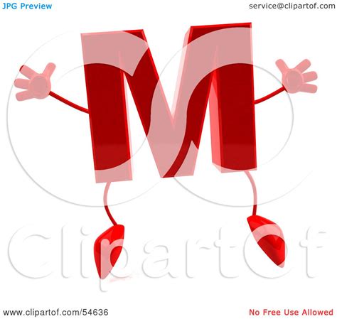 Royalty Free Rf Clipart Illustration Of A 3d Red Letter M With Arms