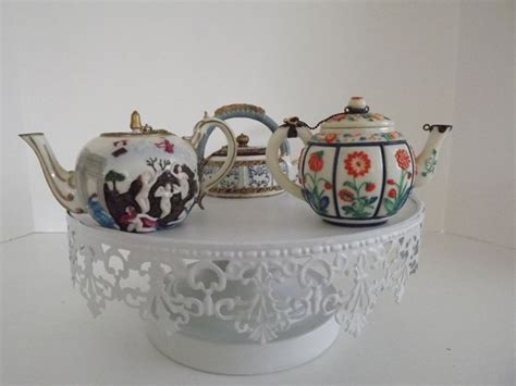 Three Nini Miniature Collectible Teapots Blue And White 6 21 Naples 6 7