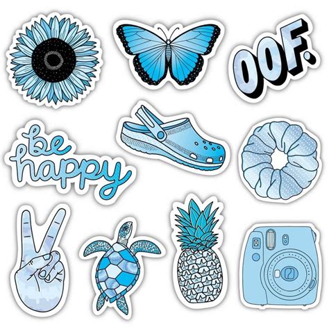 Big Moods Aesthetic Sticker Pack 10pc Blue Aesthetic Stickers Cute
