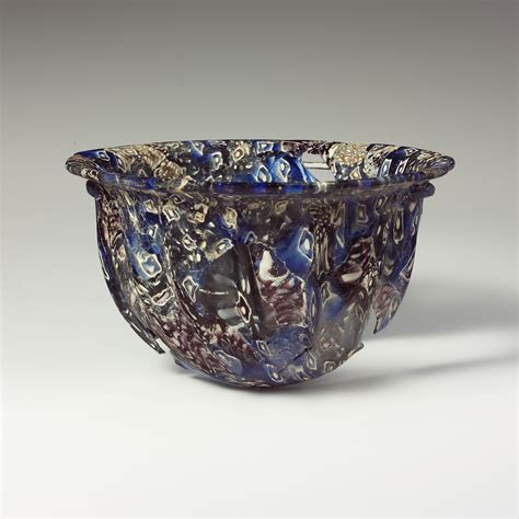 Ribbed Mosaic Glass Bowl Roman Probably Italian Early Imperial