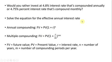 How To Solve For The Effective Annual Interest Rate Youtube