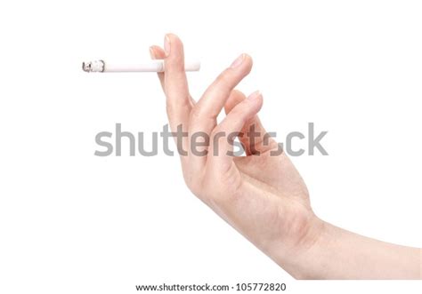 Female Hand Holding Cigarette Isolated On Stock Photo Edit Now 105772820