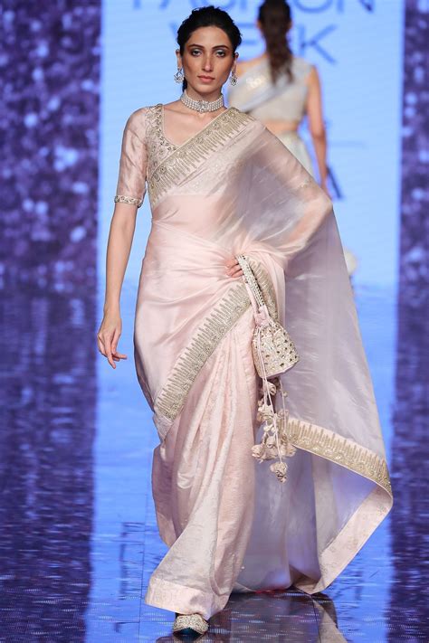 Buy Embellished Silk Organza Saree With Blouse By Punit Balana At Aza