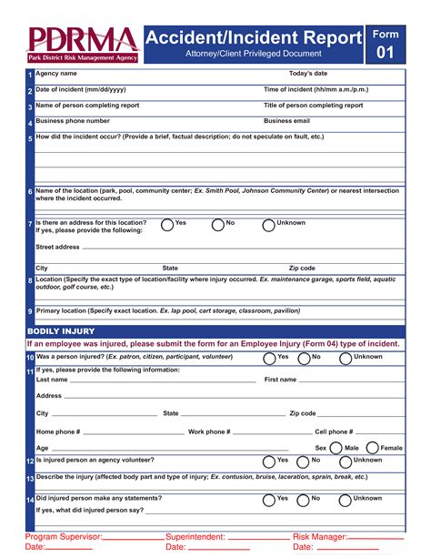 Blank Accident Incident Report Form Templates At Allbusinesstemplates