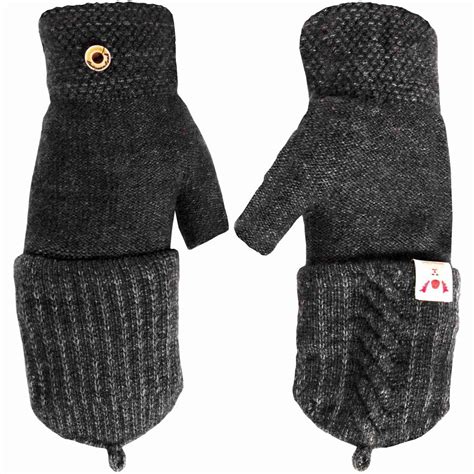 Combo Mittens 2 In 1 Gloves Womens Warm Winter Ladies Fingerless Half