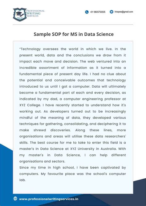 Sop For Ms In Data Science Samples Format And Pdf 2024
