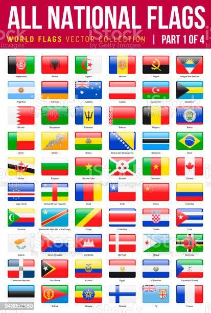 All World Flags Vector Rectangle Glossy Icons Part 1 Of 4 Stock