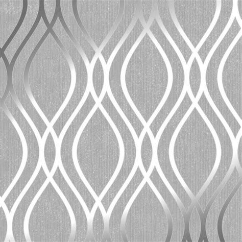 Henderson Interiors Camden Wave Wallpaper Soft Grey Silver