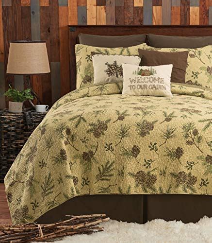 Candf Home Woodland Retreat Pinecone Twin Quilt Set With 1 Sham