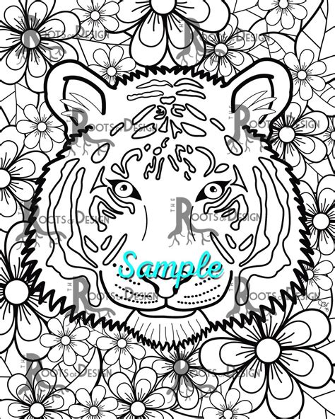 INSTANT DOWNLOAD Coloring Page Stunning Tiger Coloring | Etsy | Coloring pages, Skull coloring ...