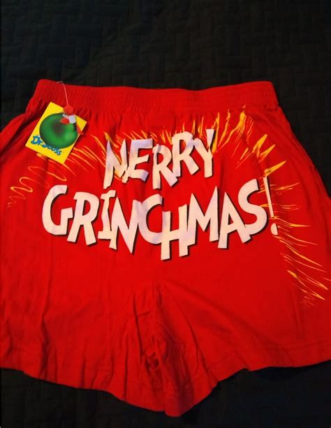 New Medium M Dr Seuss Grinch Holiday Christmas Boxer Sleep Shorts Merry Grinchmas